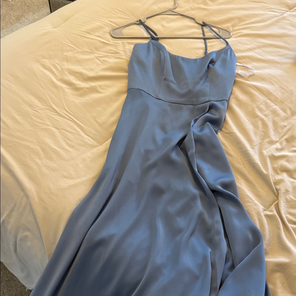 Chic Blue Maxi Dress with Spaghetti Straps
